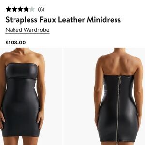 Black leather mini dress